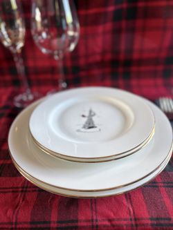 Holiday Plates - Dinner and Dessert, Gold Trimmed