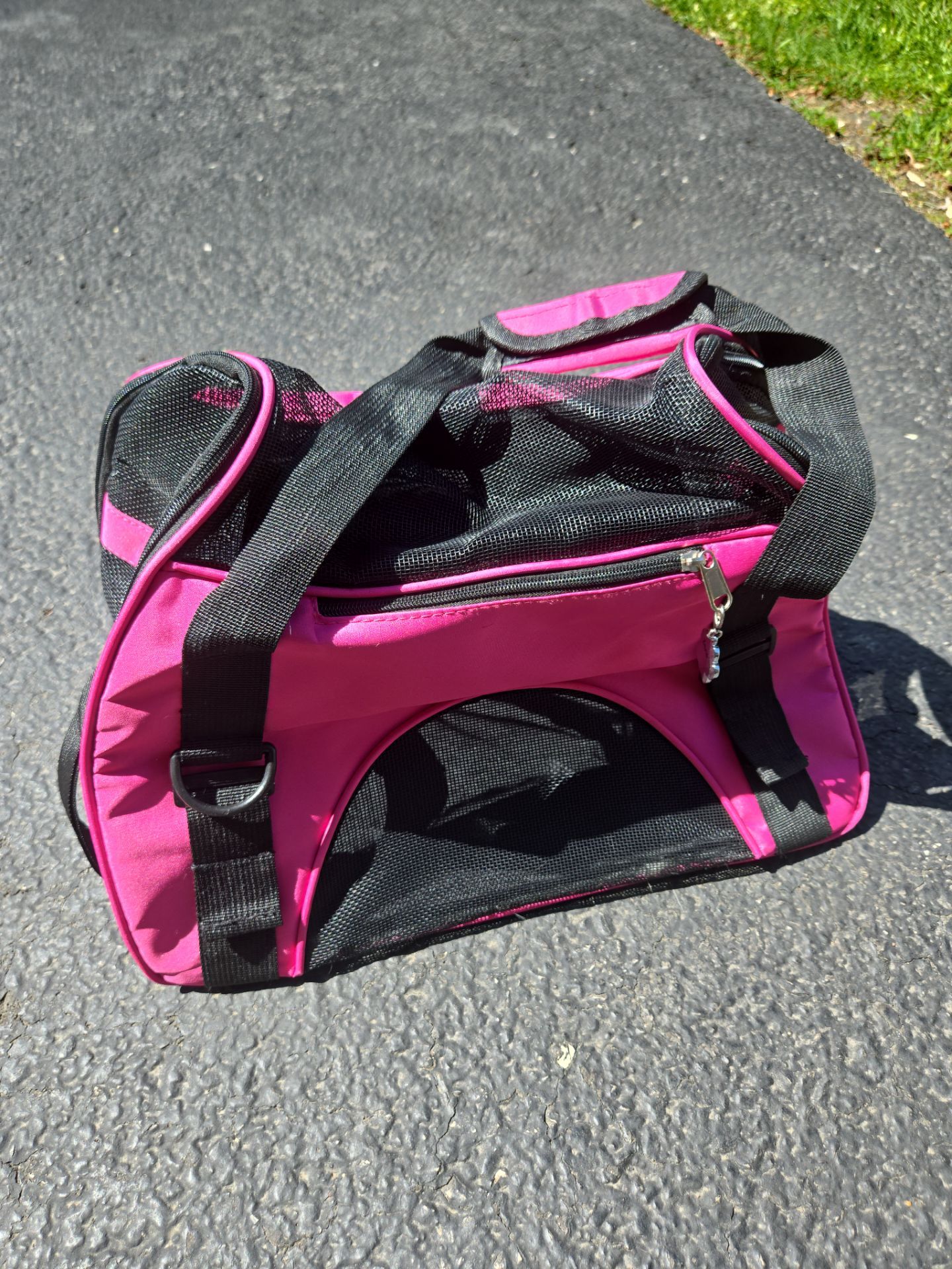 Pink & Black Pet Carrier – Cat/Small Dog Travel Bag