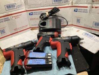 3 piece Snap-on 7.2v 1/4”hex drill 3/8”impact wrench 1/4” QC impact wrench