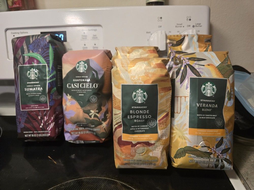 Brand New Bags Of Starbucks Whole Bean Coffee