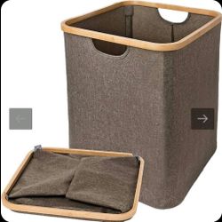 New 72L Capacity Foldable Large Laundry Basket - Clothes Hamper with Bamboo Handles, Laundry Hamper