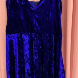 Royal Blue Crushed Velvet Sleeveless Short Sexy Drag Queen Costume Show Dress