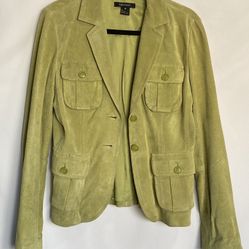 Karen Kane NWT Leather Jacket Suede Green Size M Womens Pockets Button Pistachio