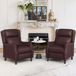 Burgundy Genuine Leather Recliner 