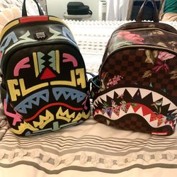 Spray ground Leather Book Bags 