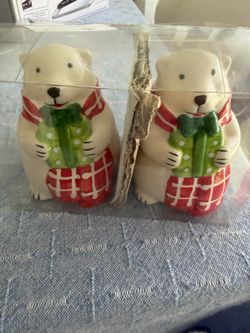 Christmas Polar Bear Salt and Pepper Shakers