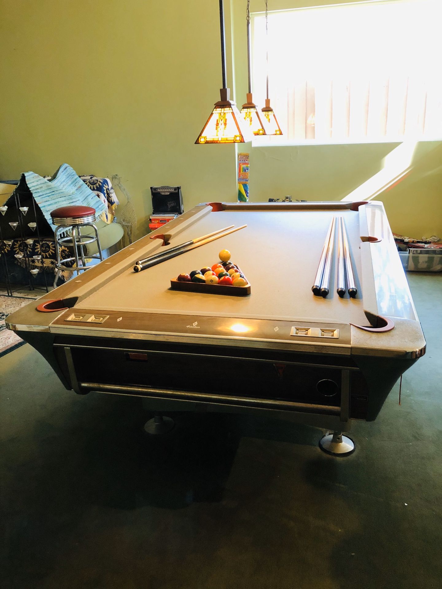 Fischer Pool Table Empire VII model w/balls rack & cues