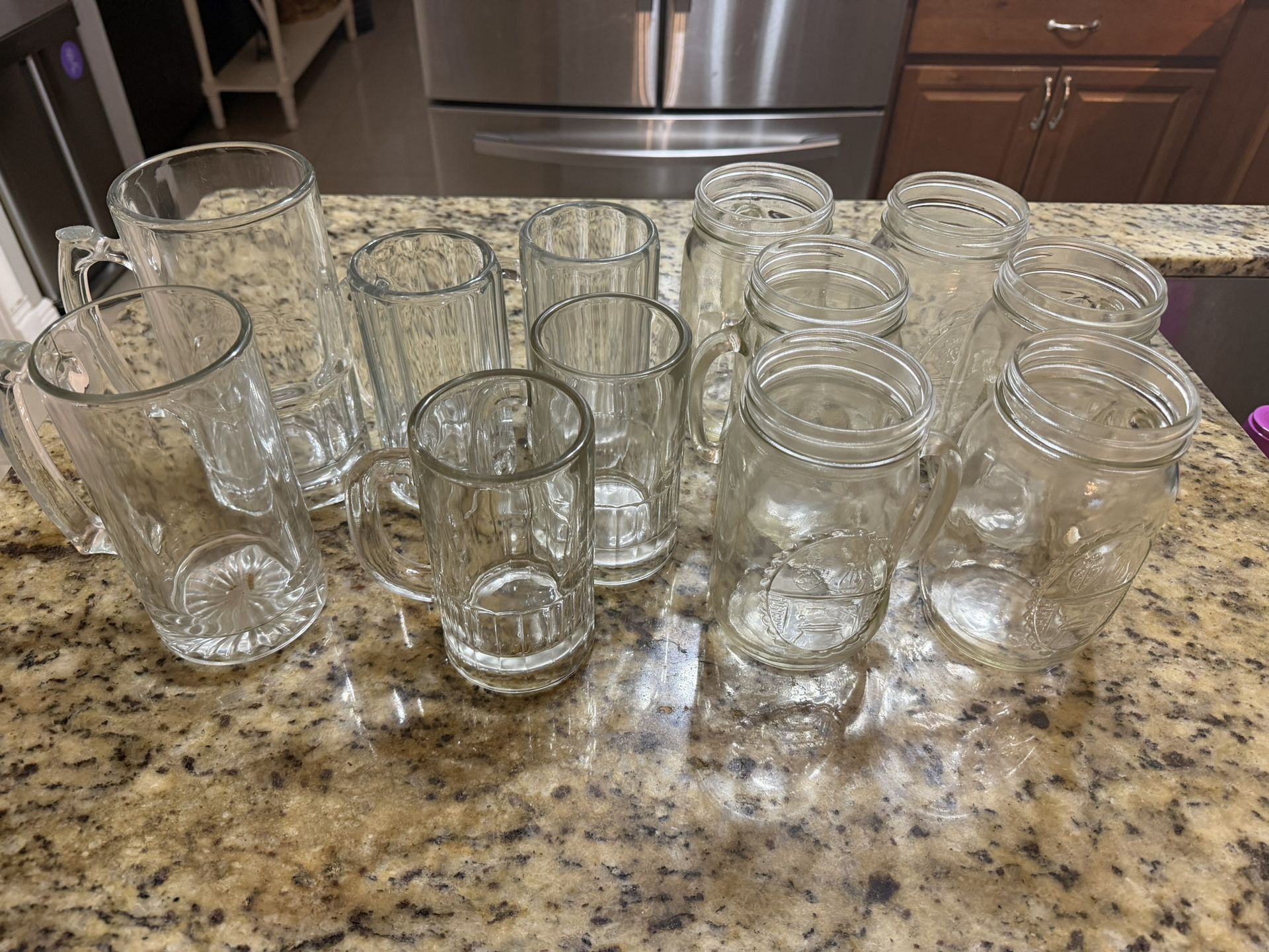 Set of Glass Mugs and Mason Jars Mugs