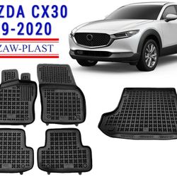 REZAW PLAST Floor Mats Set For Mazda Cx30 Full Set All Weather Rubber Mats Cargo Tray