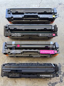 ► Empty or printing problem 414X toner for HP laser printer, 4 of them black red yellow