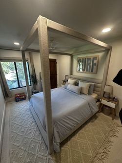 Linen Queen Canopy Bed