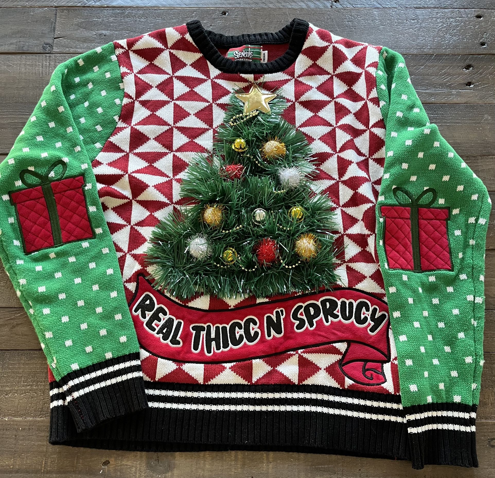 Women’s Christmas Sweater Spencer’s Workshop Thick n Sprucy— Size M