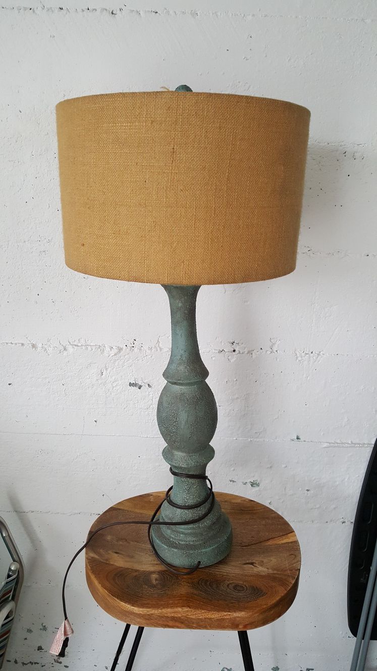 Lamp with burlap shade