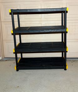 Project Source 48-in W x 20-in L x 55-in H /  4 -Tier Heavy Duty Black Plastic Utility Shelving Unit