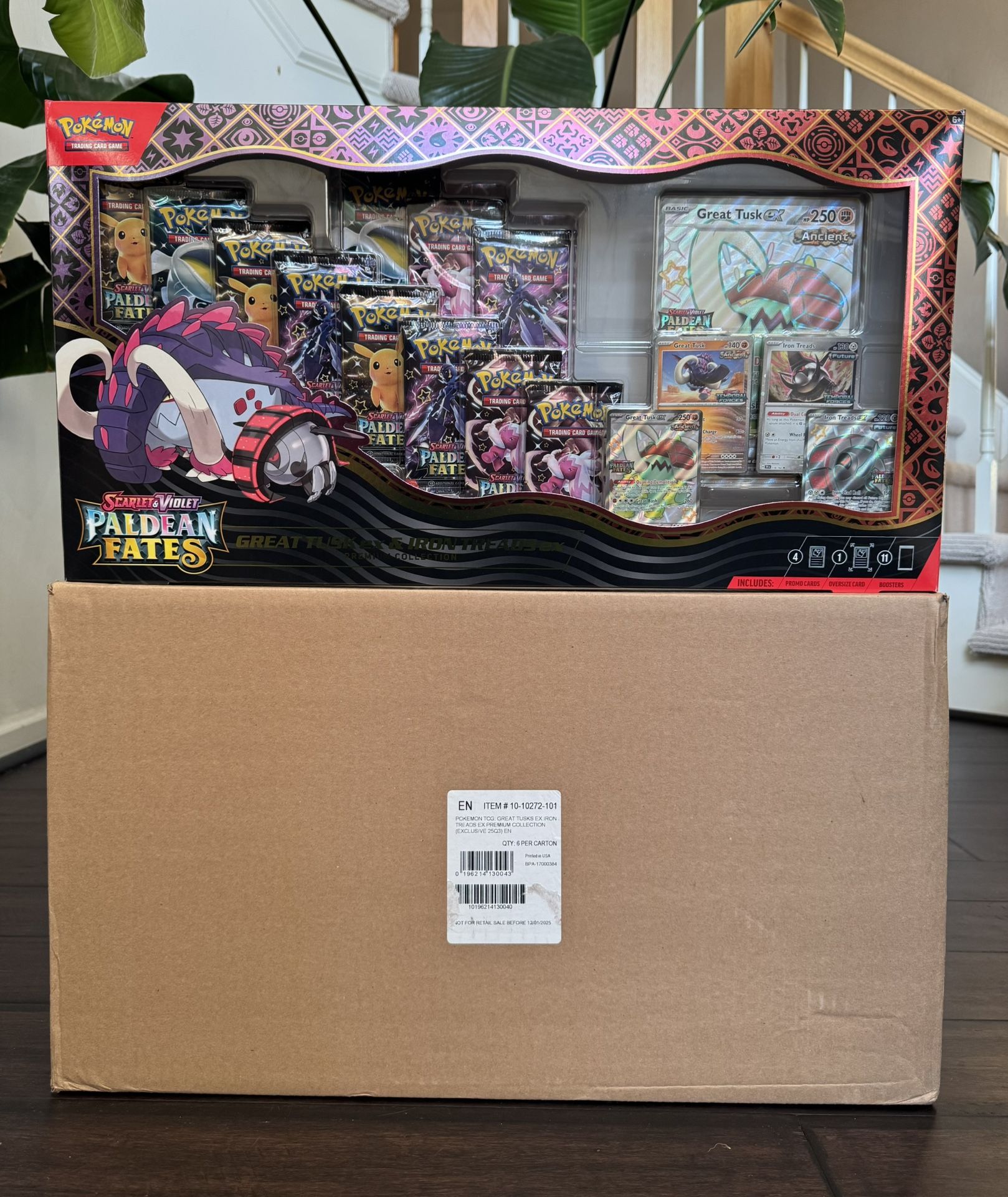 Pokémon Paldean Fates Great Tusk & Iron Treads ex Premium Collection (11 packs)
