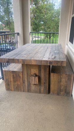 West Elm dining table w/benches