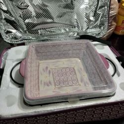 Moving Sale --Temp-tarions presentable ovenware by Tara carrying case
