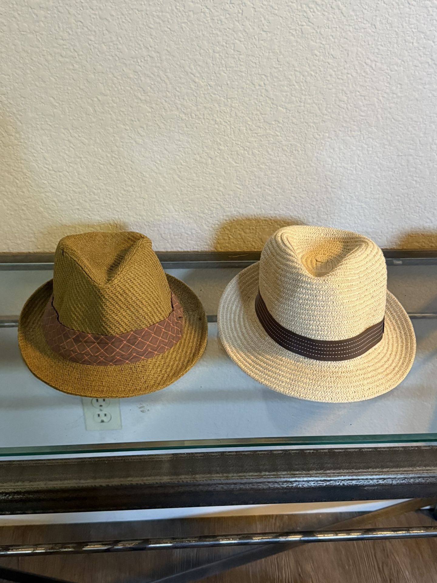 2 Vintage Fedora Hat with Woven One Size