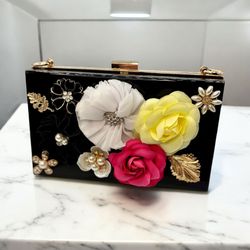 Handmade Acrylic Purse Clutch With Detachable Chain 