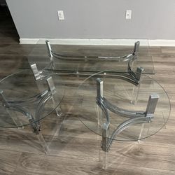3 Piece Glass Coffee Table & End Tables
