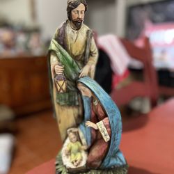 Rare Holy Family Figurine by Roman 12" Statue Rare Joseph Mary Baby Jesus 