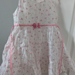Brand New Adorable sleeveless  Toddler white dress with pink floral print 2-3 Yrs Old
