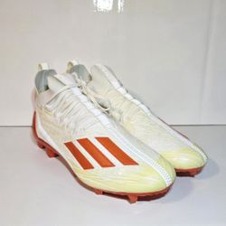 Adidas 'ADIZERO' Primeknit Football Cleats Mens Size 11 White Orange NWOB