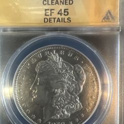 1878 Morgan Silver Dollar – 8 Tail Feathers, VAM-2A “Super CD”, ANACS EF45 Details (Cleaned)