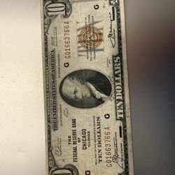 1929 Chicago Illinois National10$ Note