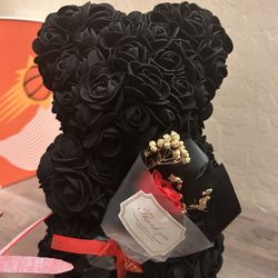 Teddy Bear With Fake Flowers