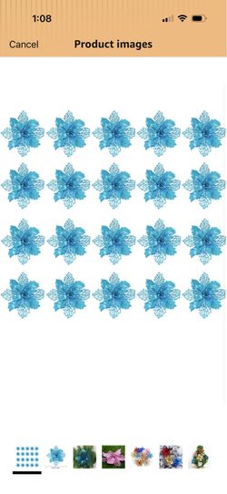 72 Pcs Christmas Glitter Poinsettia Flowers, Christmas Flowers Decorations Wedding Xmas Tree New Year Ornament, Artificial Flower Glitter Poinsettia f
