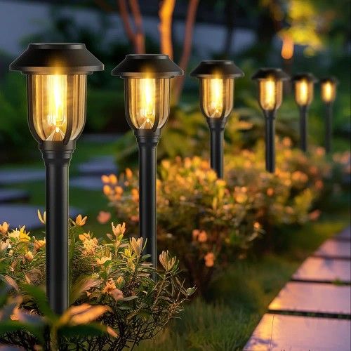 12 Pack Solar Lights Outdoor, Solar Pathway Lights Waterproof IP65 Auto On/Off Powered, 3000K Warm White Landscape Lighting for Path, Yard, Walkway