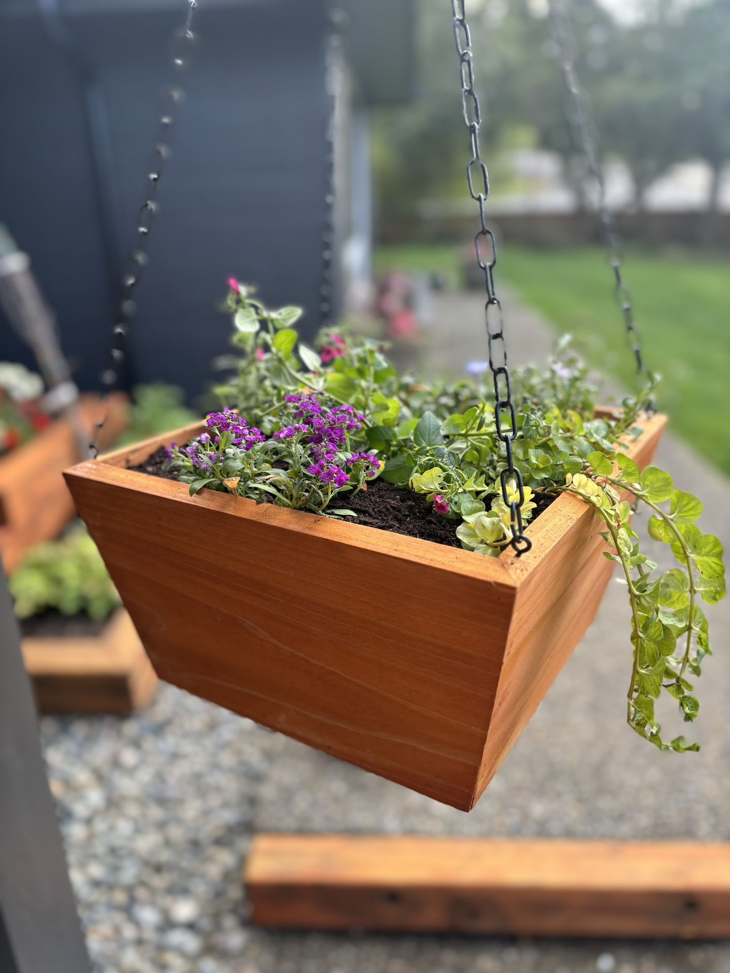 Handcrafted Cedar Hanging Flower Baskets