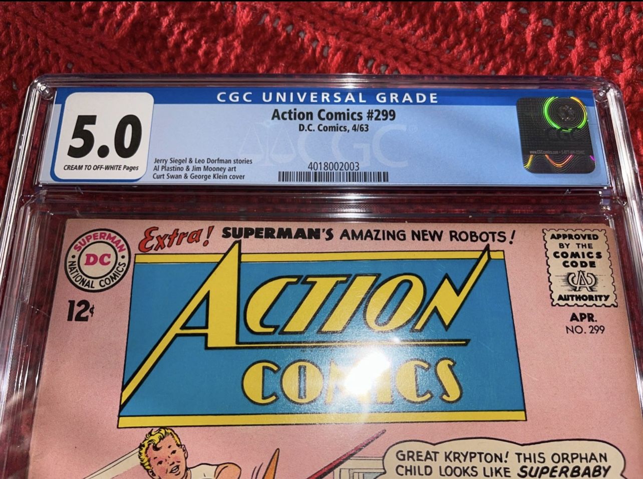 ACTION COMICS store #299 CGC 5.0- 1963 Supergirl, Superbaby II- Curt Swan Cover DC