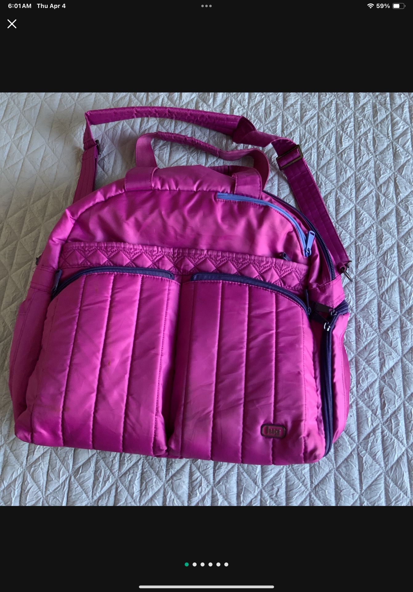 Lug  ® Large travel Tote Bag, Diaper Bag, Pink