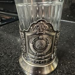 Vintage Russian Antique Podstakannik Tea Cup Holder With Cup 