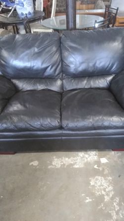Black leather loveseat
