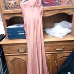 Half Shoulder Full Length Prom Dress