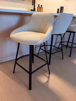 Beige upholstered barstools set of 3