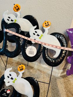 Halloween Metal BOO Ghost Yard Stake Decoration