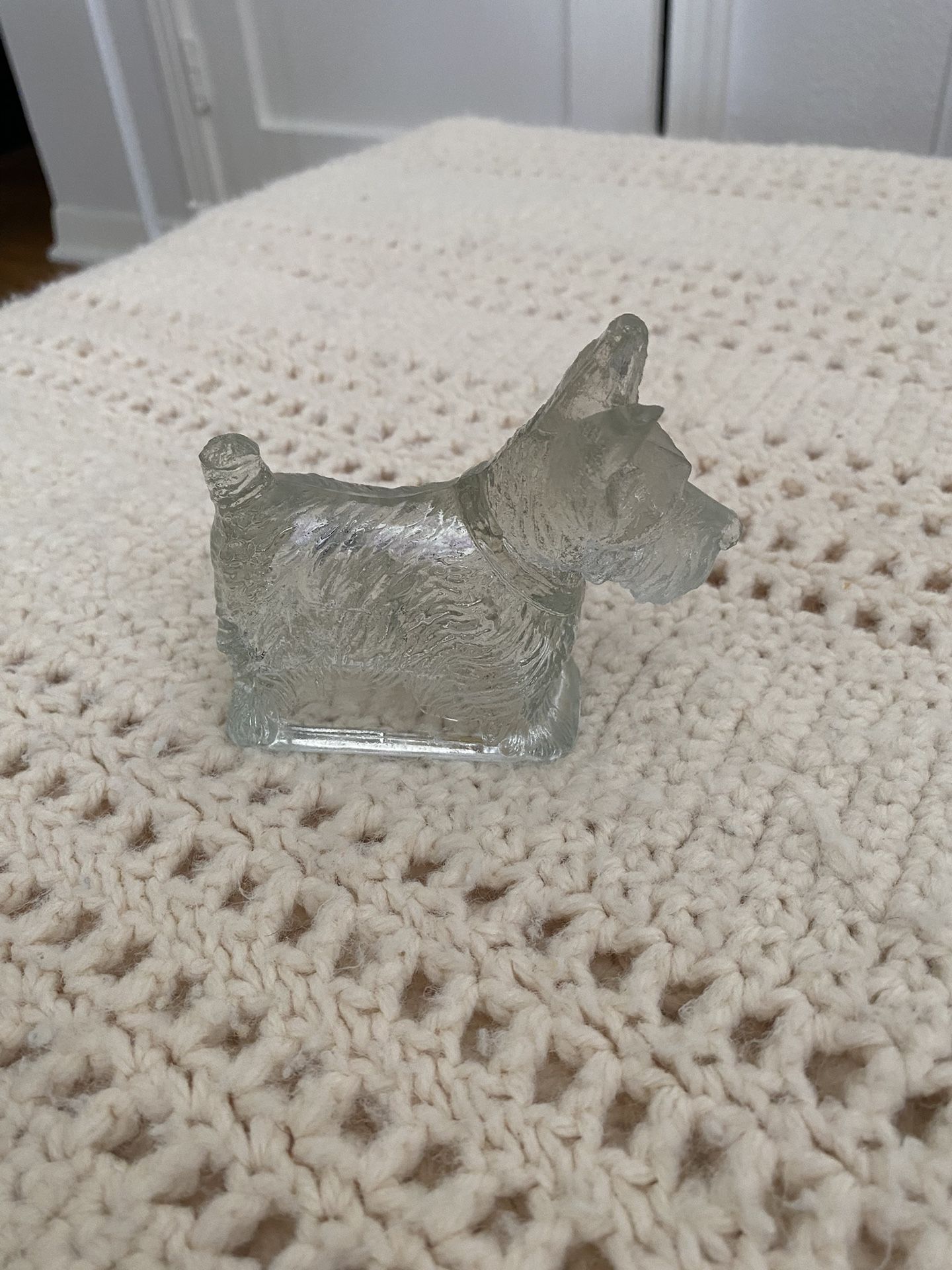 Vintage Glass Scottie Dog - clear hollow figure