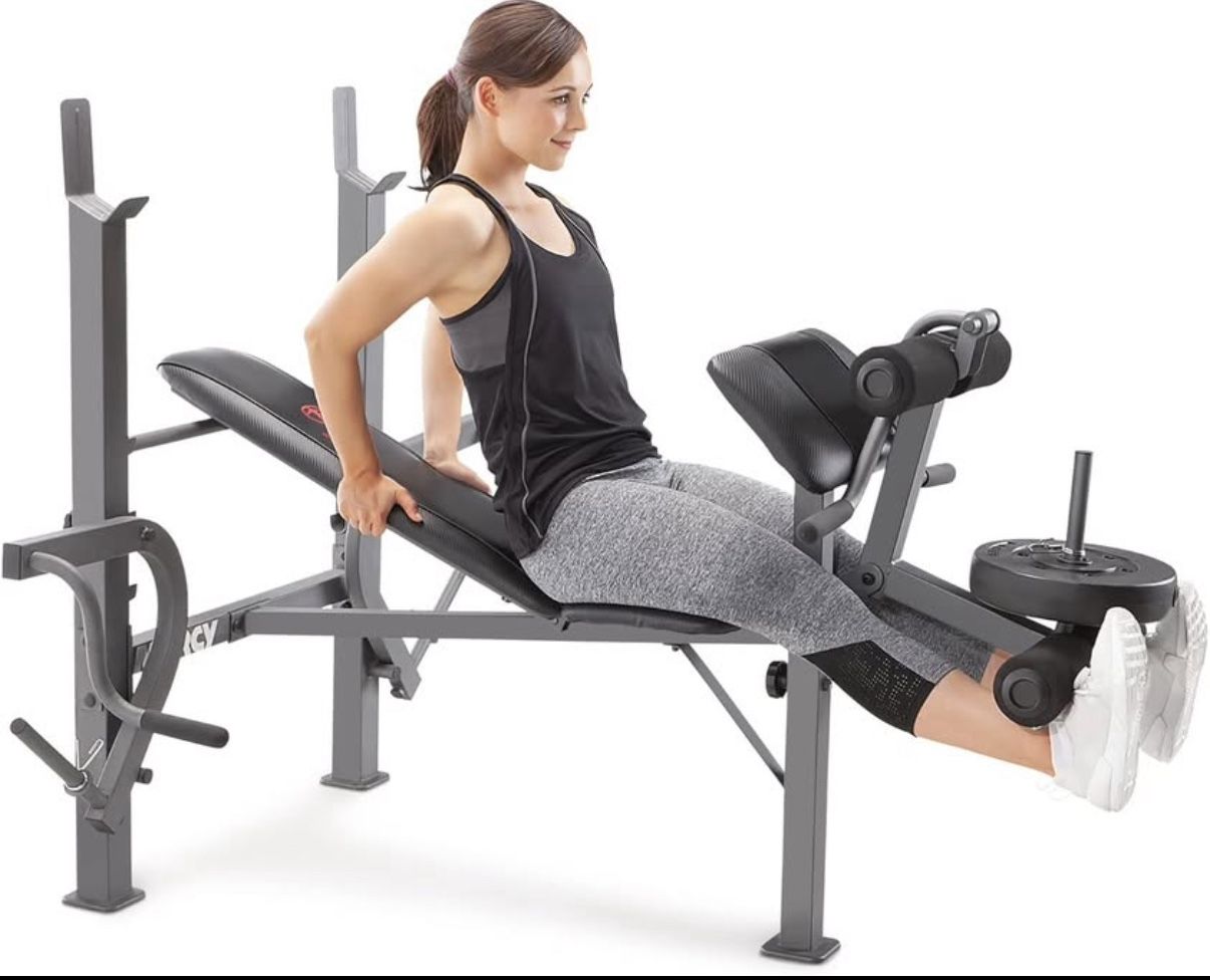 Marcy Standard Weight Bench with 60-Inch Chrome Barbell Bar