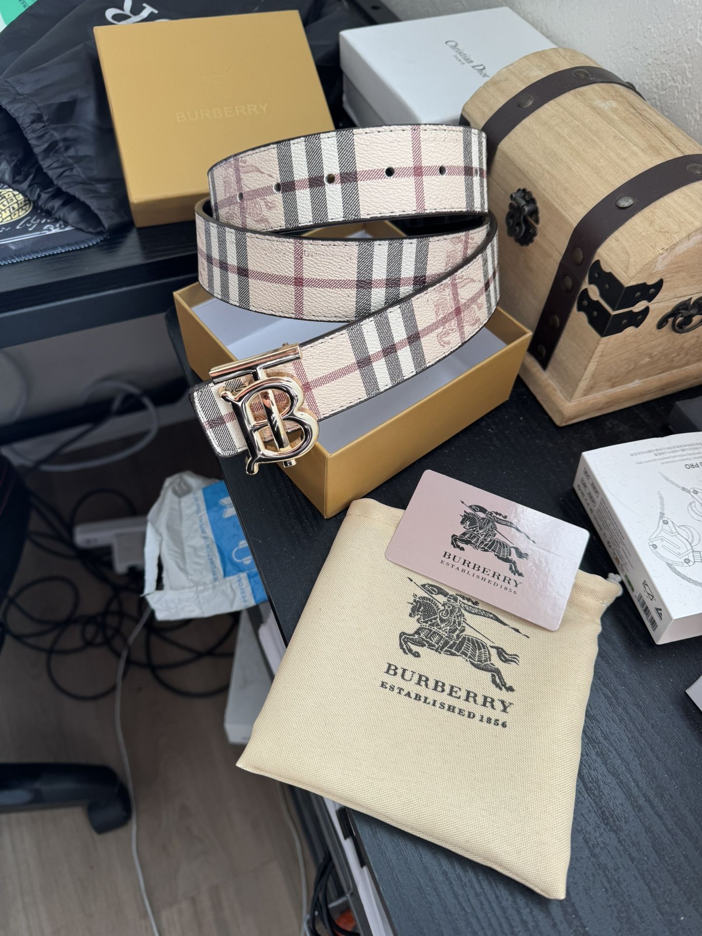  Burberry Belt Black, Tan , 