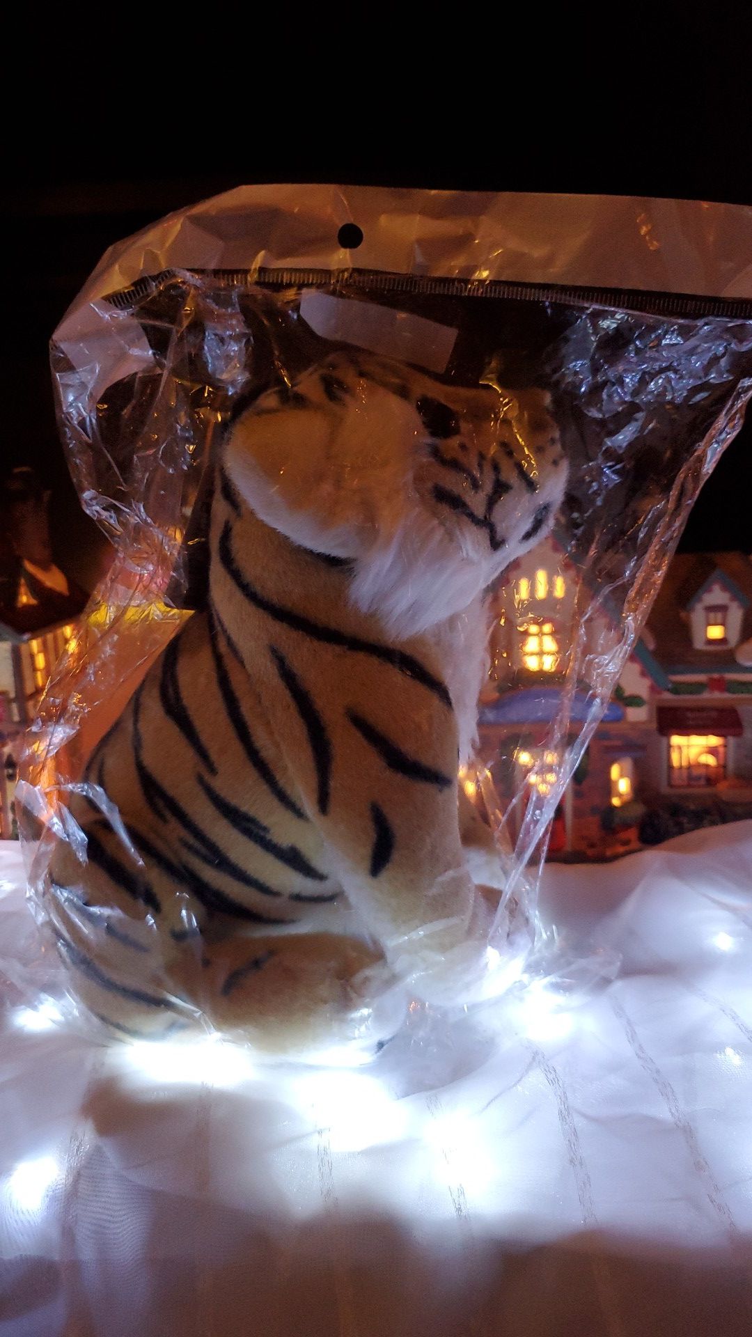 Adorable realistic sitting tiger plush