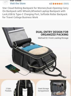 Star Cloud Rolling Wheeled Laptop Backpack