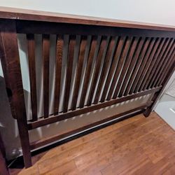 Solid Oak Queen Bed + Matching Nightstands