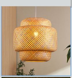 Bamboo Pendant Light Boho Basket Chandelier Woven Pendant Light Wicker Rattan Hanging Chandelier
