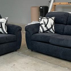 Barranca Sofa Loveseat Brand New Navy Set