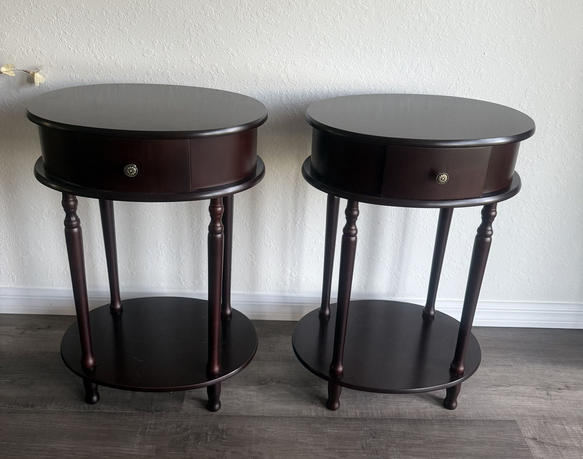 Mahogany Wood End Tables Set Of Two