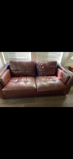 Genuine Burgundy Leather Sofa Set – Sofa, Loveseat & Chair